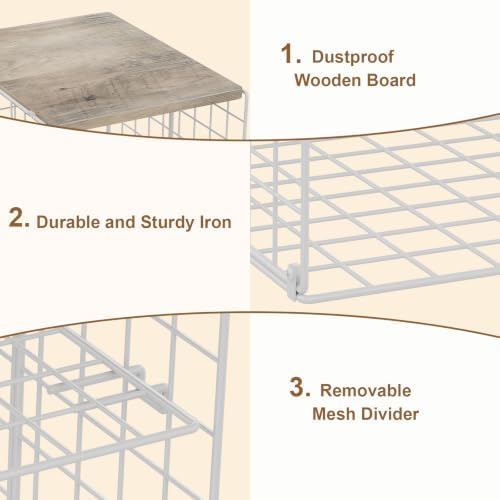 Hencawima 2 Pack Stackable Closet Storage Bins with Removable Divider, Wire S...