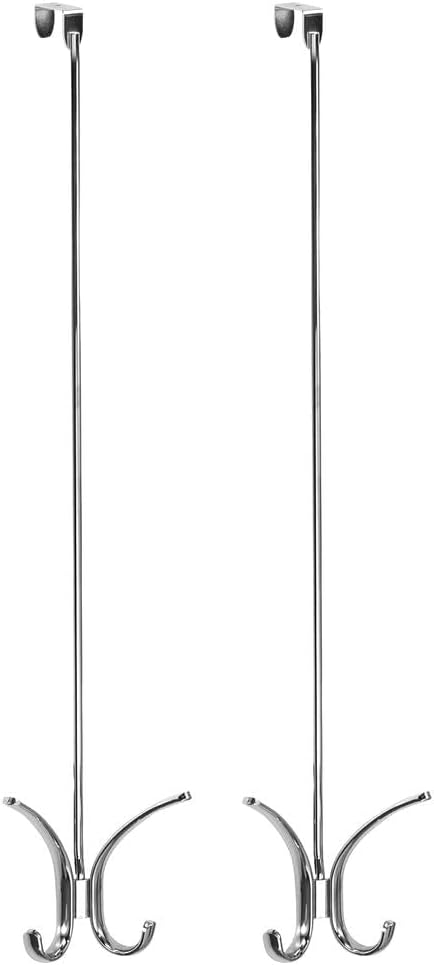mDesign Modern Metal Long, Easy Reach Over-The-Door 4 Prong Hanging Storage O...