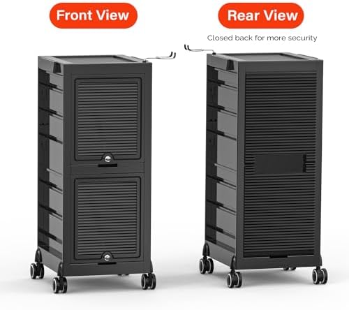 OmySalon Salon Trolley Cart, Hair Stylist Station with 2 Lockable Doors, Roll...
