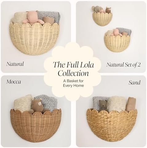BEBE BASK The Original Scalloped Wicker Wall Basket – Set of 2 (16x10x7 In)