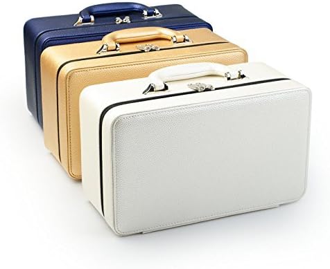 Oirlv Blue Leather Jewelry Box Handmade Travel Jewelry Organizer Storage Case...