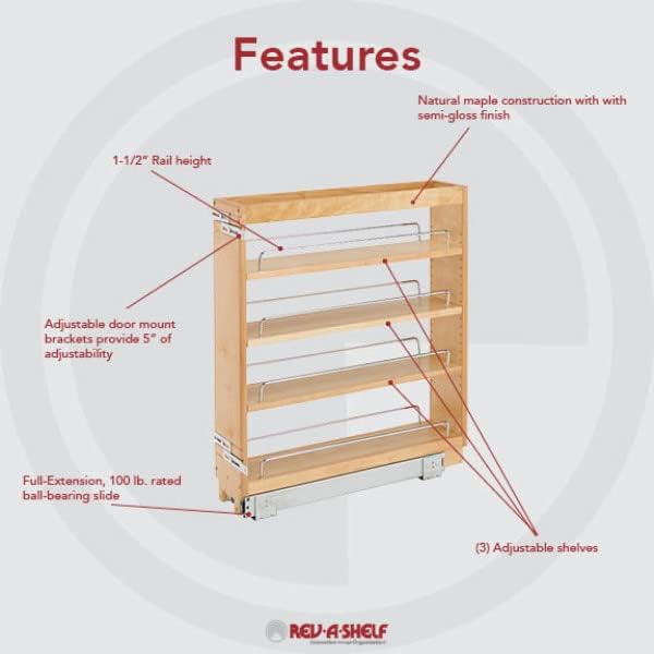 Rev-A-Shelf Pull Out Cabinet Organizer 448-BC-5C, 5-Inch Kitchen Cabinet Base...
