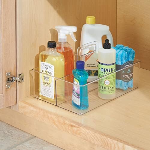 mDesign Large Plastic Divided Portable Storage Organizer Caddy Tote Basket Bi...