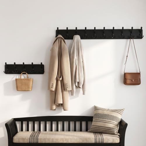 WEBI Rustic Coat Rack Wall Mount,Wood Coat Hooks Wall Mounted Coat Hanger,16&...