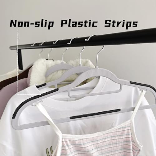 Plastic Clothes Hangers 50 Pack, Slim Space Saving Hangers with Anti-Slip Gri...