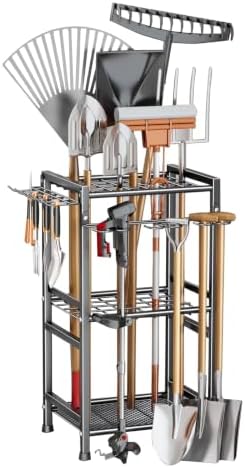 Garden Tool Organizer Rack, Metal Garden Tool Storage Holder with 35 Tool Slo...