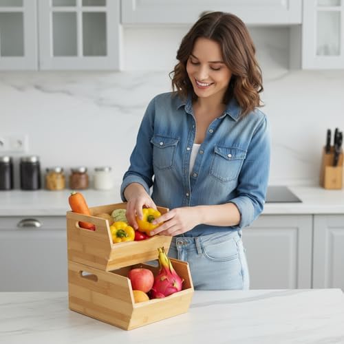 Bamboo Pantry Storage Bins