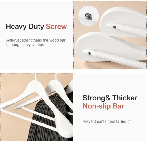 TOPIA HANGER White Wooden Coat Hanger 6 Pack, Wood Suit Hangers,Glossy Finish...