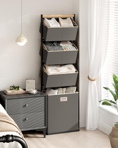 SOLEDI 4-Tier Laundry Hamper Sorter Vertical Laundry Basket for Small Space