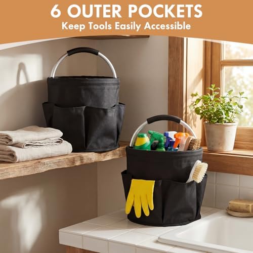 LemonRoad 4 Pack Cleaning Caddy with Handle 17L Foldable Cleaning Supplies Or...