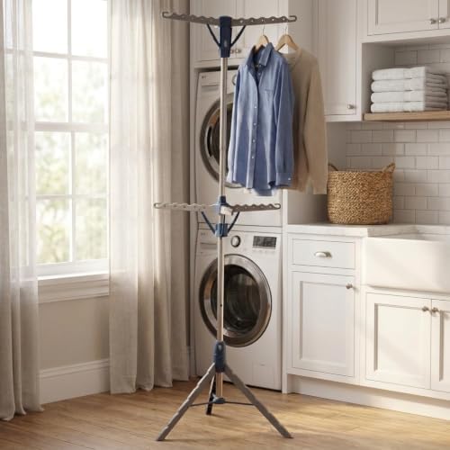 Household Essentials 5012-1 Portable 2-Tier Clothes Drying Rack Tri-pod | Dry...