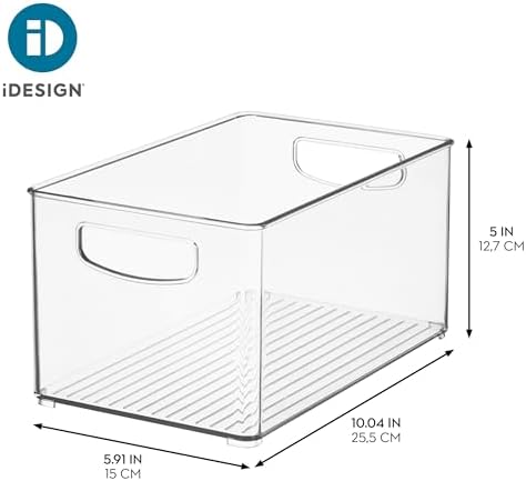 iDesign Stackable Clear Plastic Bin, 4-Pack