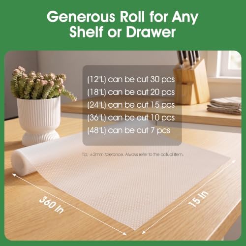 PABUSIOR Clear Shelf Liners for Cabinets: 15" Wide Non-Adhesive Waterproof