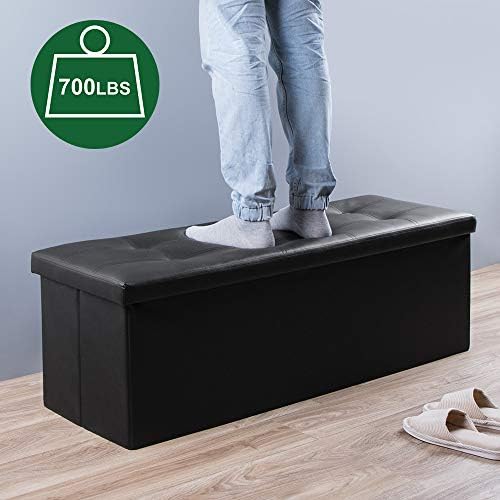 Camabel 43 Inch Folding Storage Ottoman Bench 125L Hold up 700lbs Ottoman wit...