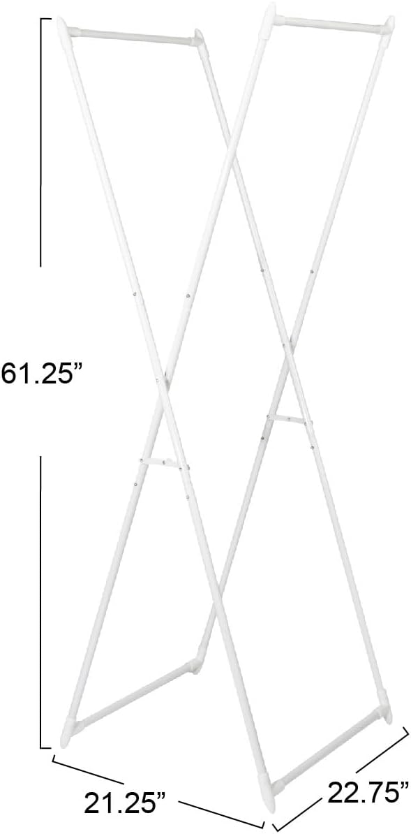 Household Essentials Valet Folding Clothes Rack, Strong Metal X-Frame, Chic D...