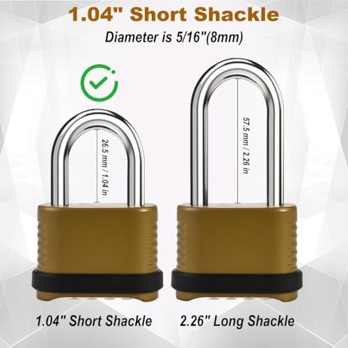 4 Pack Combination Locks, Golden 4-Digit Heavy Duty Combo Lock