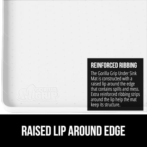 GORILLA GRIP Waterproof Silicone Under Sink Mat, Stay in Place, 46x22 White