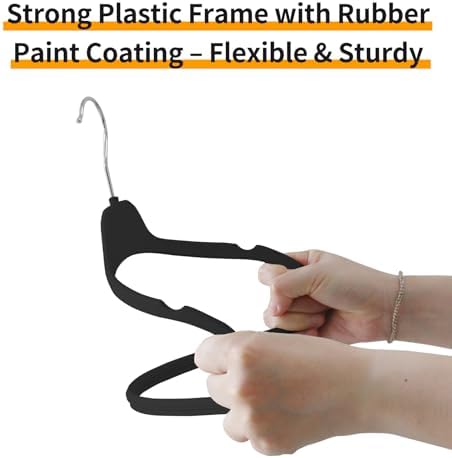 Non-Slip Rubber Coated Hangers, 50 Pack Plastic Clothes Hangers with 360° Swi...