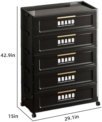 300QT Foldable Storage Cabinet with Doors and Locking Wheels, 5-Tier Heavy-Du...