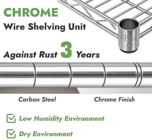 APLSS NSF 4-Tier Chrome Storage Shelves, 18"x36"x63", Dry Envi...