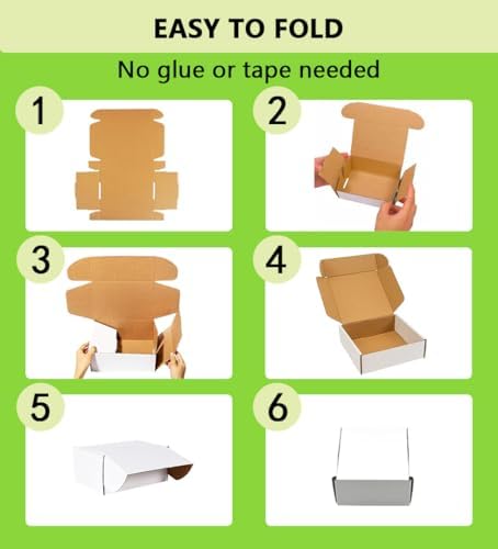 12x9x4 inches Shipping Boxes 20 Pack,TUKYLIL White Corrugated Cardboard Box,M...