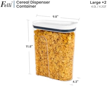 Felli Cereal Container Storage Airtight Holds 32 oz Family Size Breakfast Box...