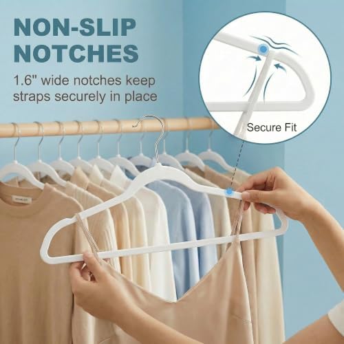 HOUSE DAY Ivory Plastic Hangers 50 Pack - Ultra-Thin Heavy Duty Non-Velvet