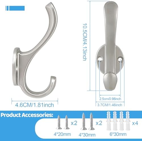 10 Pack Coat Hooks Wall Mount Heavy Duty Utility Retro Double Hooks for Hangi...