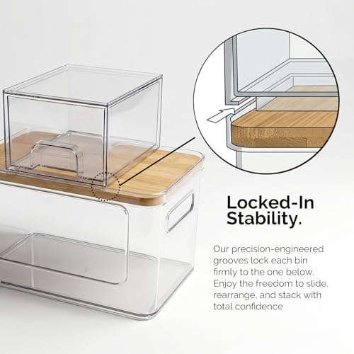 Hudgan Under Sink Organizer 3 in 1, Stackable Acrylic Bathroom Storage, Trash...