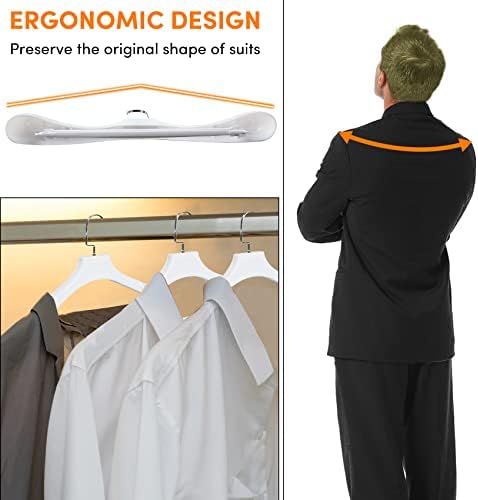 DEDU Suit Hangers for Men 15 Pack Width 17.1", White Coat Hangers no Sho...