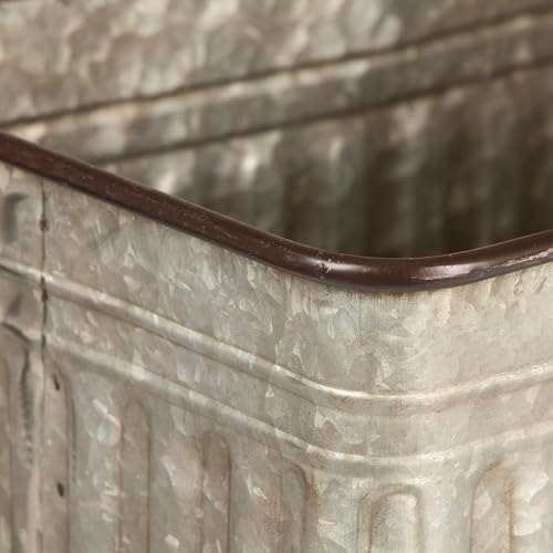Creative Co-Op Galvanized Metal Storage Bucket on Stand with Handle, Distress...