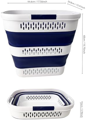SAMMART 38L (10 Gallon) Collapsible Plastic Laundry Basket - Portable Pop-Up ...