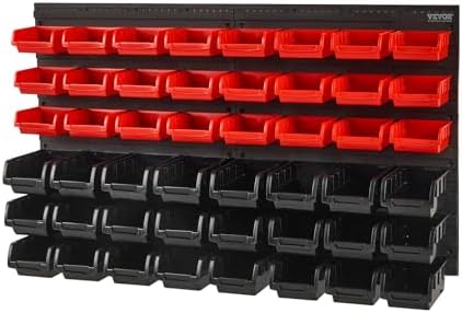 VEVOR 48-Bin Wall Mounted Storage Bins Parts Rack Organizer Garage Shop Tool ...