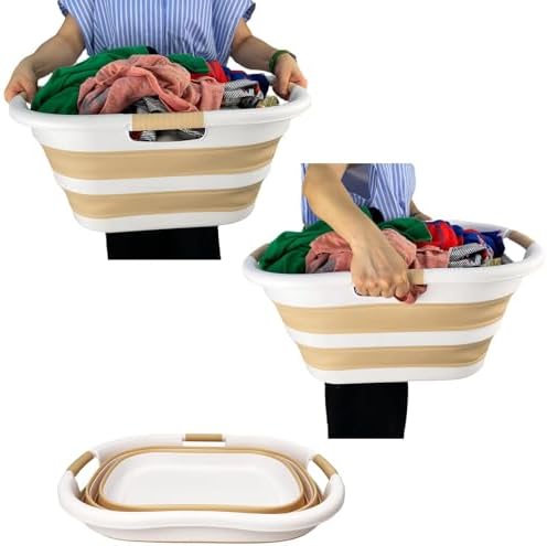 SAMMART 40L (10.5 gallon) Set of 2 Plastic Foldable Laundry Basket - Collapsi...