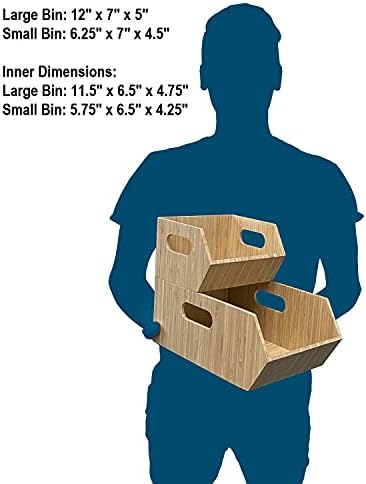 MobileVision Bamboo Storage Bins for Pantry & Kitchen Cabinet Organizer M...