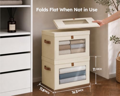 Homsorout Storage Bins with Lids - Closet Organizer with Front Opening