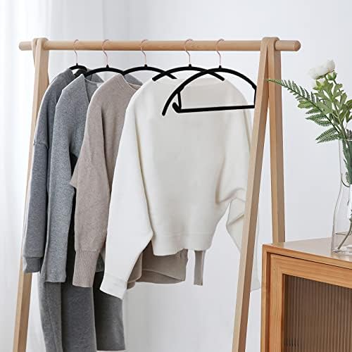OIKA 50 Pack No-Bump Plastic Clothes Hangers, Black, Non-Slip, Space-Saving