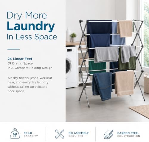 Honey-Can-Do 6-Tier Collapsible Clothes Drying Rack, 30", White