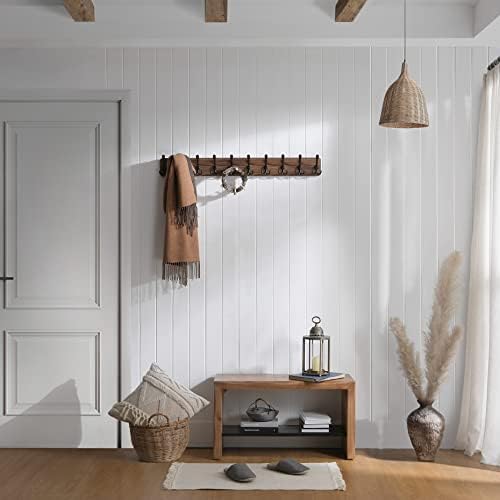 SKOLOO Rustic Coat Rack Wall Mount, 10 Hooks, 38.6'' Long, Brown, Pac...