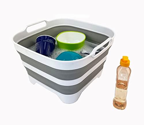 SAMMART 10L (2.64 Gallon) Collapsible Dishpan with Draining Plug - Foldable W...