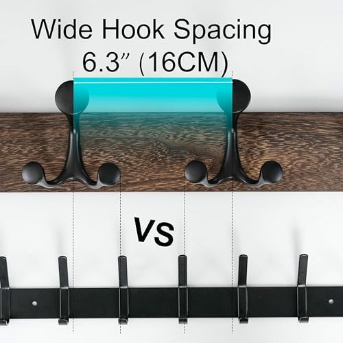 WEBI Coat Rack Wall Mount,24" Solid Wood Coat Hooks Wall Mounted Coat Ha...