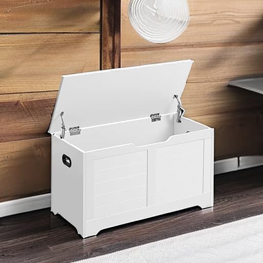 VASAGLE Storage Chest, 31.5 Inches Width Bench with 2 Safety Hinges