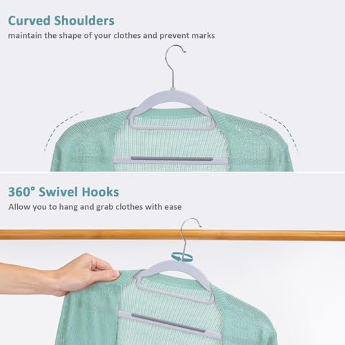 Tonswachic Coat Hangers, Space-Saving Plastic Clothes Hanger, 50 Pack, Gray