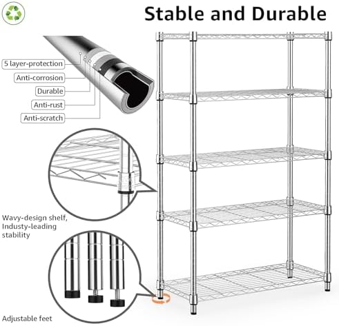 M MZG 2 PCS Wire Storage Shelving, 3-Tier（(11.8" D x 17.7" W x 26.3...