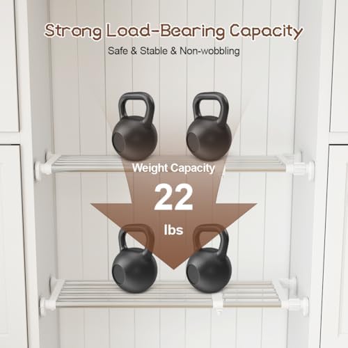 Hershii Expandable Tension Shelf Rod, Closet Tension Shelf Rod for Cabinet