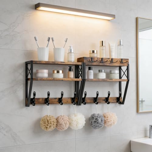 Upgraded 3-Tier Large Coat Rack Wall Mount with Shelf
