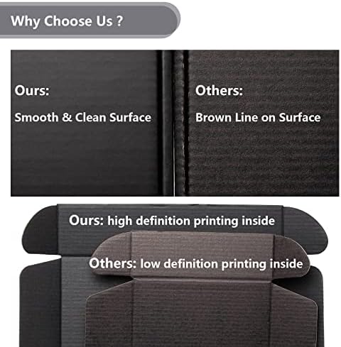Timirog 9x6.5x2 Inches Black Shipping Boxes 25 Pack Corrugated Cardboard