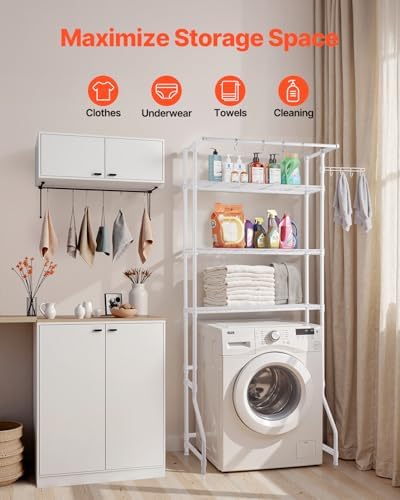 VEVOR Over the Washer and Dryer Storage Shelf, 3 Tier Laundry Room Drying Rac...