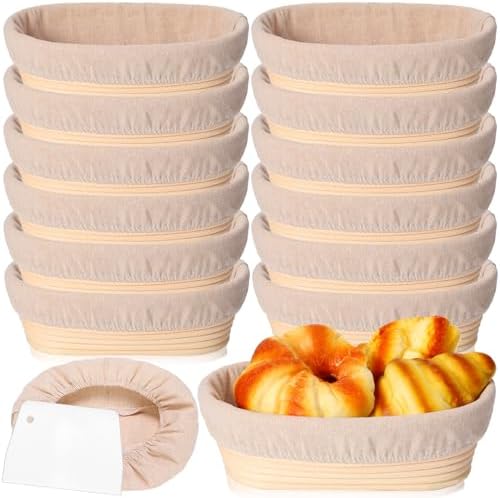 Gejoy 25 Sets Bread Proofing Baskets Bulk 10 Inch Banneton Dough Proofing Bow...