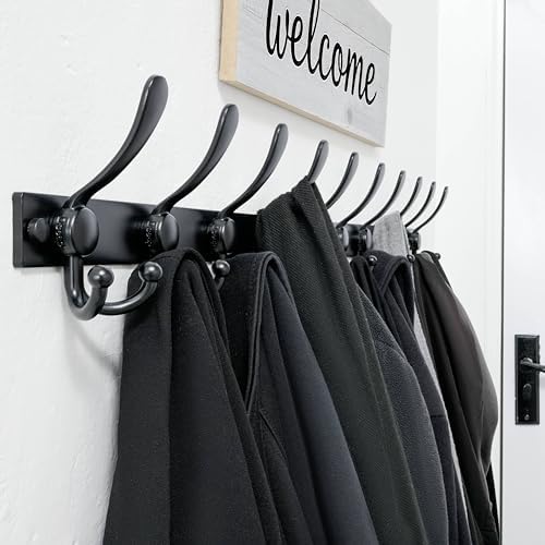 Dseap Coat Rack Wall Mount, Heavy Duty 12-Gauge Base vs Flimsy 1mm, Double-Th...